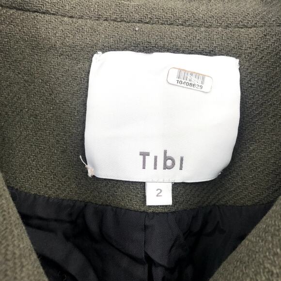 Tibi Green Admiral Cropped Peacoat 2 Collared Double Breasted Pocket Epaulets - Picture 3 of 6